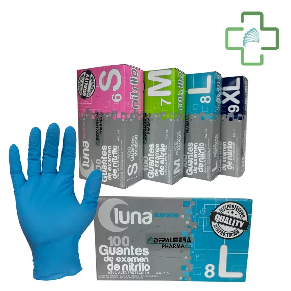 Guantes de examen desechables de nitrilo azul alta protección