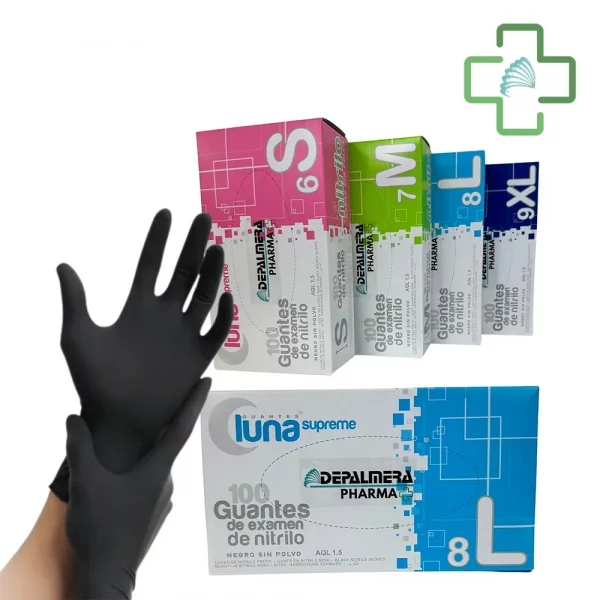 Guantes De Examen Desechables Supreme De Nitrilo - Negro Sin Polvo
