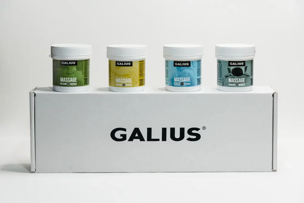 Pack 4 Aceites de Masaje Galius 100 ml – Efecto frío, neutro, relajante y básico