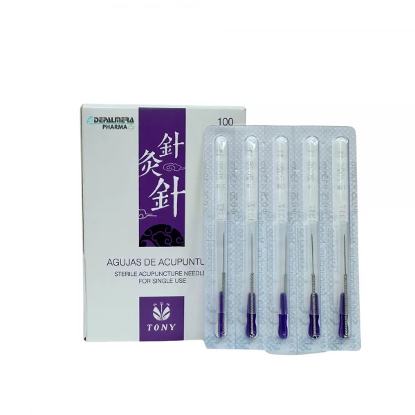Aguja de Acupuntura Tony Esterilizada con Guía - Paquete de 100 Unidades