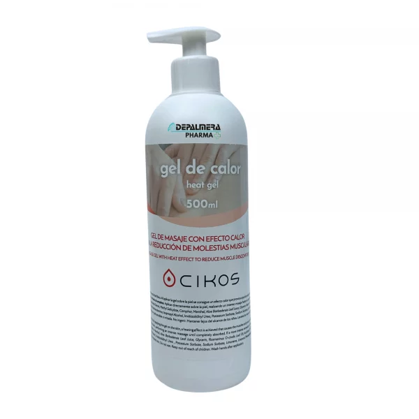 Gel de Calor Cikos 500 ml para aliviar tensiones musculares, activar la circulación y preparar los músculos antes o después del ejercicio.