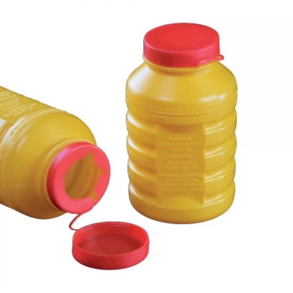 Contenedor de seguridad de 1 litro para agujas y residuos tipo III, diseñado para una eliminación segura y eficiente.
