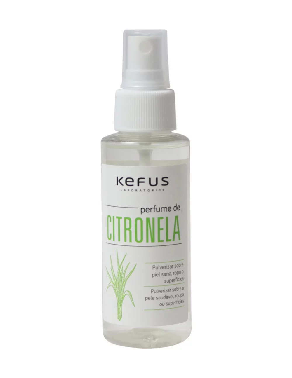 Perfume de Citronela Kefus 100ml, ideal para repeler insectos de manera natural y efectiva.