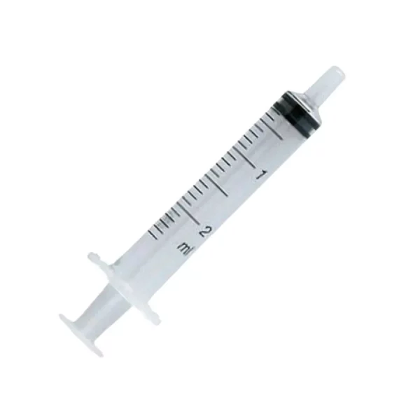 Jeringa Nipro 3cpo 2ml Luer Lock, caja con 100 unidades.