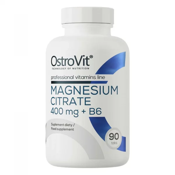 Citrato de Magnesio 400 mg + B6, 90 pastillas, suplemento para la salud muscular y nerviosa.