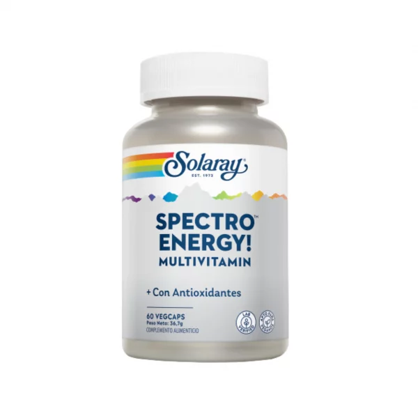 SpectroEnergy de Solaray, suplemento multivitamínico vegano completo en cápsulas vegetales