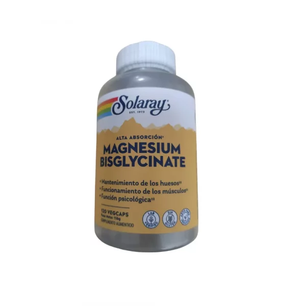 Magnesio bisglicinato 400 mg Solaray – 120 cápsulas vegetales