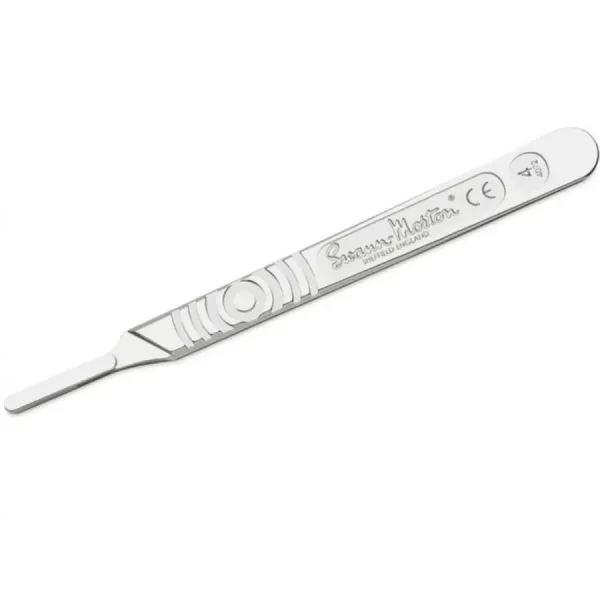 Mango Nº4 Swann-Morton de acero inoxidable para bisturí, compatible con hojas del Nº 18 al 36