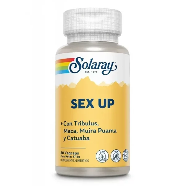 Frasco del complemento alimenticio Sex Up de Solaray para la libido y energía natural