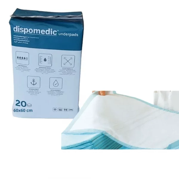 Empapador absorbente Dispomedic 60x60 cm CV Medica – paquete 20 unidades