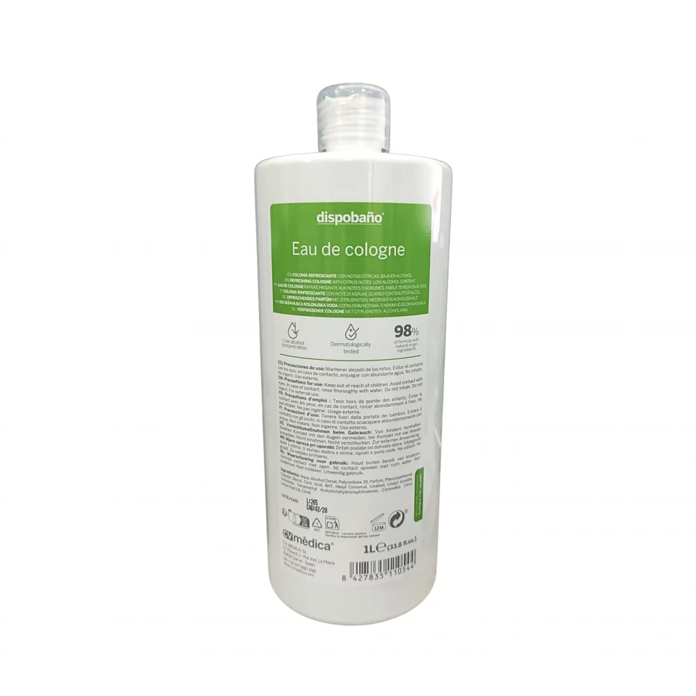 Agua de Colonia CV Médica 1L fresca para uso profesional y doméstico