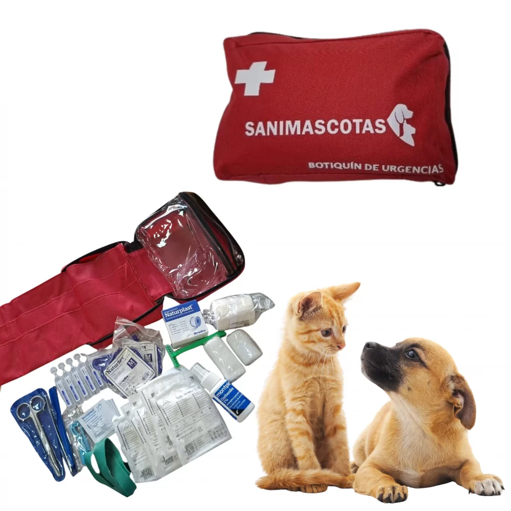 Botiquín de primeros auxilios para mascotas Sanimascotas con clorhexidina y extractor de garrapatas
