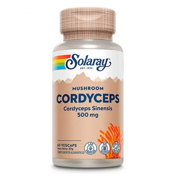 Cordyceps 500 mg Solaray 60 cápsulas suplemento natural de hongos medicinales