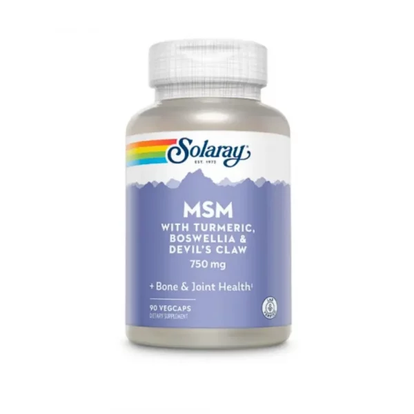 MSM con cúrcuma, boswellia y harpagofito Solaray 750mg – 90 cápsulas vegetales
