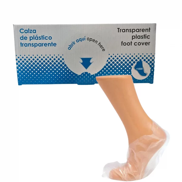 Calzas de plástico transparentes para zapatería y pedicura, caja de 1000 unidades de un solo uso.