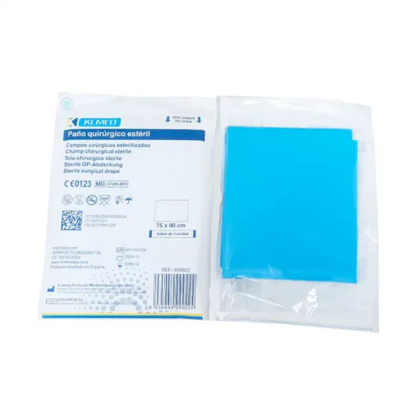 Paños quirúrgicos estériles KLMED 75x90 cm para uso hospitalario