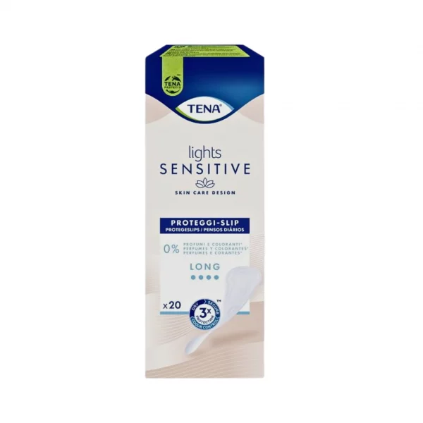 Salvaslips Tena Lights Sensitive Long Liner para piel sensible pack de 20 unidades