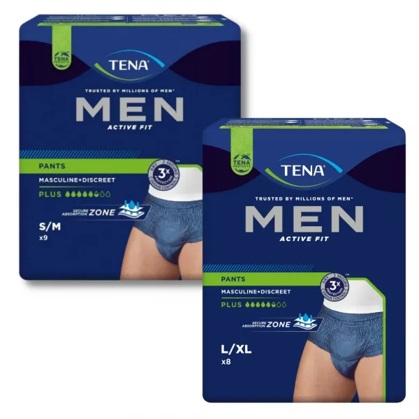 Ropa interior absorbente masculina Tena Men Active Fit color azul para vida activa
