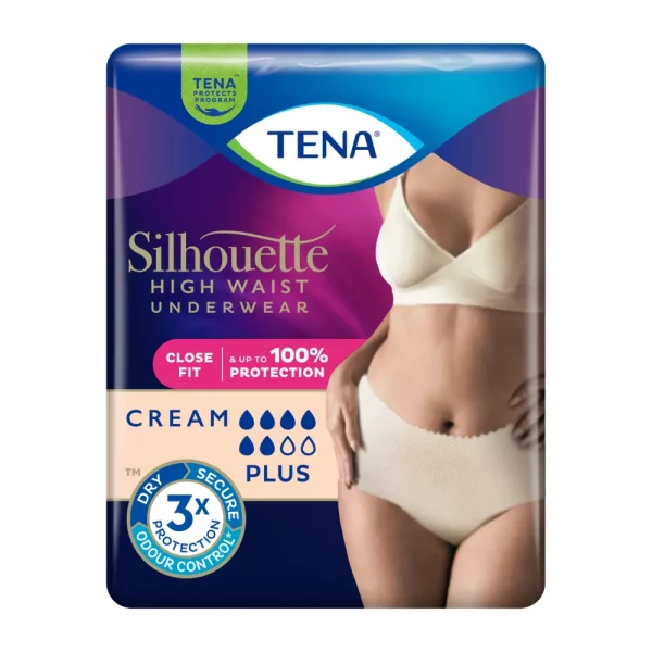Ropa interior absorbente Tena Silhouette Crema Cintura Alta para mujer con protección avanzada