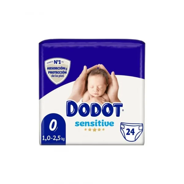 Paquete de 24 pañales Dodot Sensitive Talla 0 para recien nacidos de 1.5 a 2.5 kilos