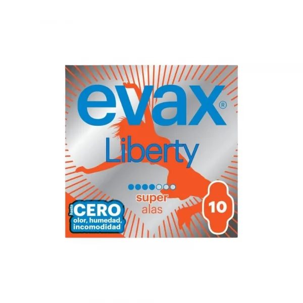 Pack de 10 compresas Evax Liberty Super con Alas para flujo abundante