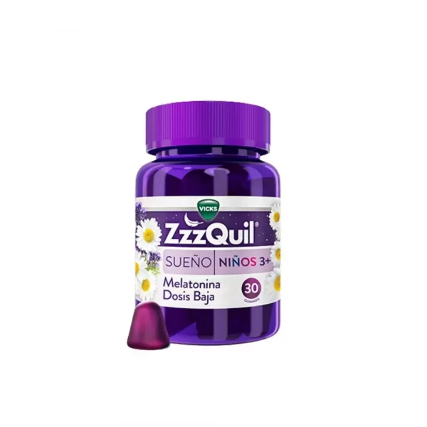 Frasco de 30 gominolas ZzzQuil Natura Niños con melatonina sabor frutas del bosque