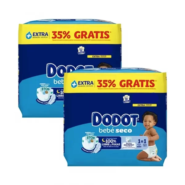 Variedad de tallas 4 5 y 6 de pañales Dodot Extra Bebe Seco con absorcion reforzada