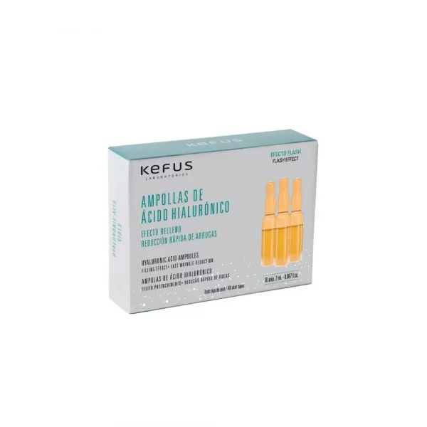 Kefus Ampollas Faciales Ácido Hialurónico Flash 10 unidades para hidratación y efecto rellenador