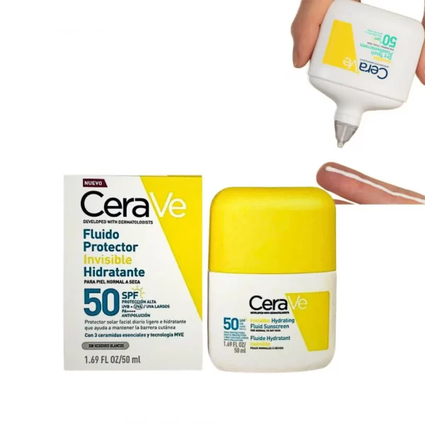 CeraVe Fluido Protector Invisible SPF 50 para piel hidratada y protegida