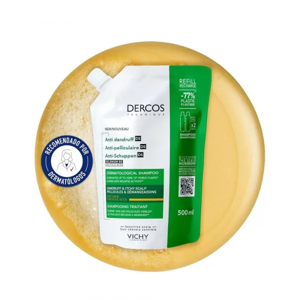 Vichy Dercos Ecorefill Anticaspa Cabello Seco recarga ecológica combate caspa y nutre